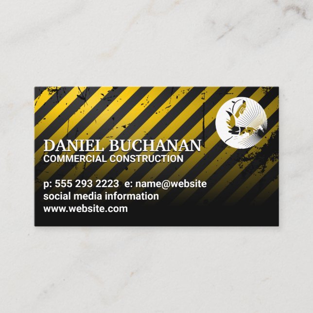 Welder Logo | Caution Construction Background Business Card (Front)