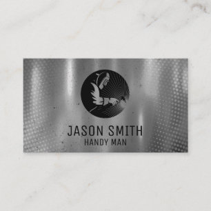 Welder Logo   Metallic Grey Background  Business Card