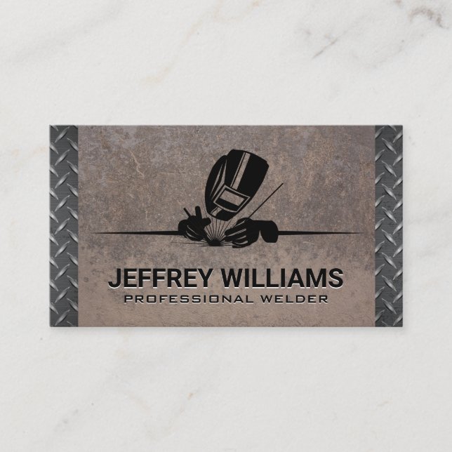 Welder Mask | Metal Rivets | Plated Steel  Business Card (Front)