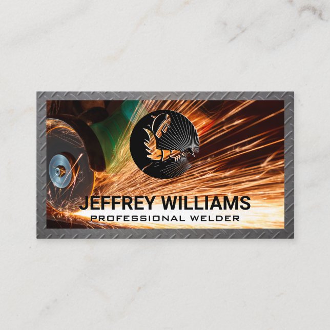Welder | Metal Rivets | Sparks Business Card (Front)