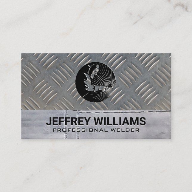 Welder | Metal Rivets | Steel Metallic Business Card (Front)
