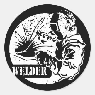 Welder Metal Worker Mask Sparks Torch Steel Weld T Classic Round Sticker