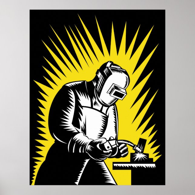 Welder Metal Worker Welding Retro Poster (Front)
