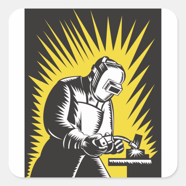 Welder Metal Worker Welding Retro Square Sticker (Front)