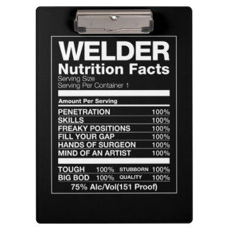 Welder Nutrition Facts Clipboard