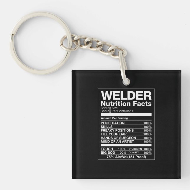 Welder Nutrition Facts Key Ring (Front)