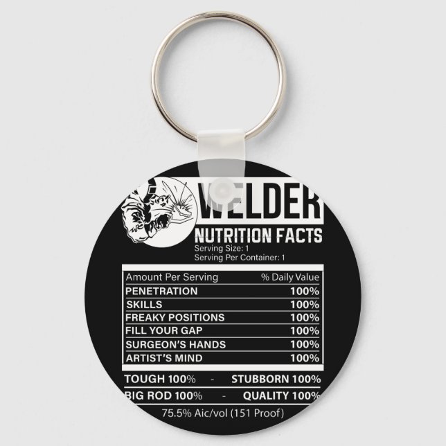 Welder Nutrition Facts Key Ring (Front)