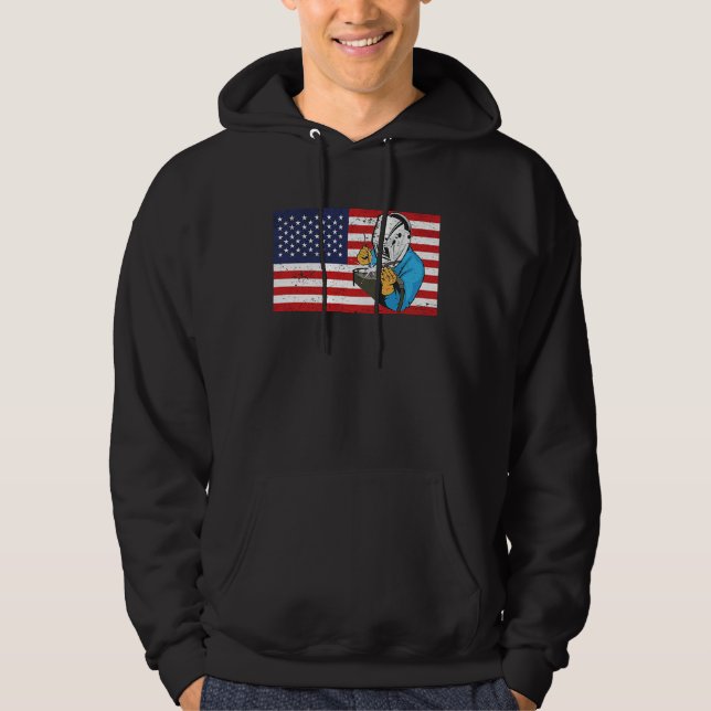 Welder Patriotic USA American Flag for Welding Hoodie (Front)