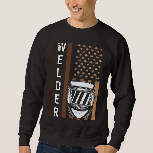 Welder Patriotic Vintage USA American Flag Sweatshirt (Front)