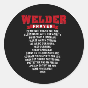 Welder Prayer Christian Welding Grandpa Dad Husban Classic Round Sticker
