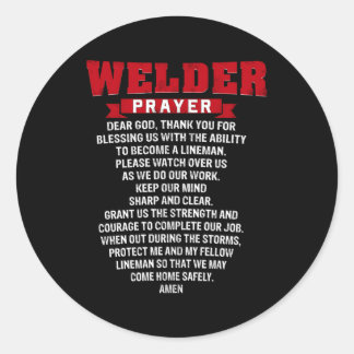 Welder Prayer Christian Welding Grandpa Dad Husban Classic Round Sticker