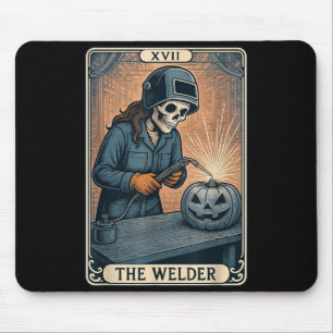 Welder Tarot Card Skeleton Female Pipeline Metal Mouse Pad