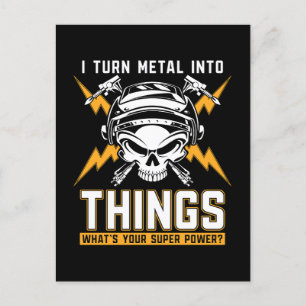 Welder Turn Metal Into Welding Career Weld Iron Holiday Postcard