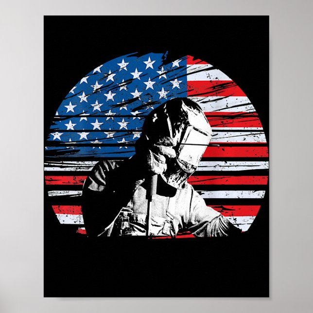 Welder USA American Flag Patriotic Welding Design Poster (Front)