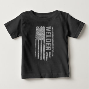 Welder USA Flag Distressed design Baby T-Shirt