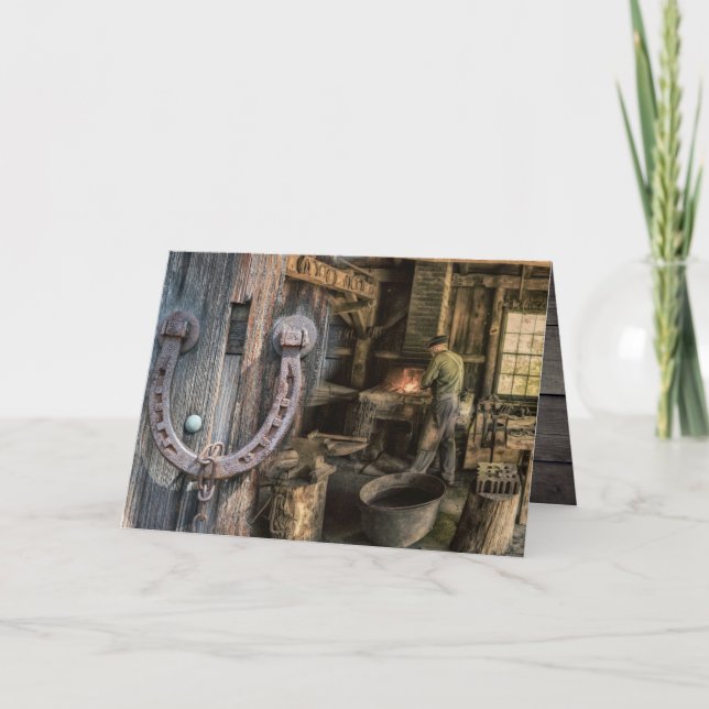 Welder Vintage Blacksmith Horseshoes Card (Front)