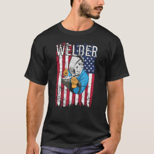 Welder Vintage USA American Flag Welding T-Shirt
