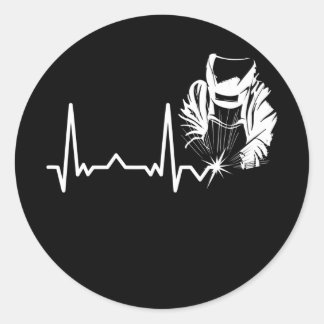 Welder Welding Metalworker Heartbeat Classic Round Sticker