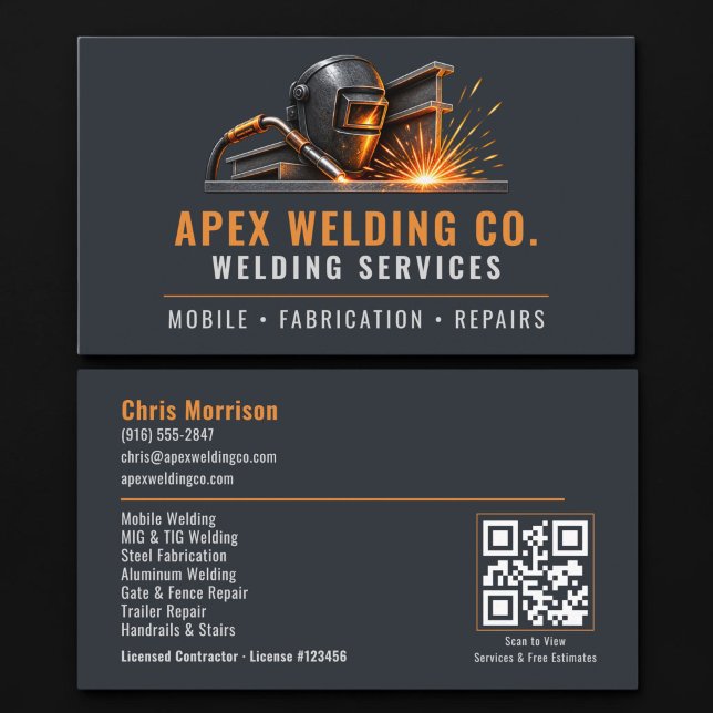 Welder Welding QR Code Professional Services Business Card (Creator Uploaded)