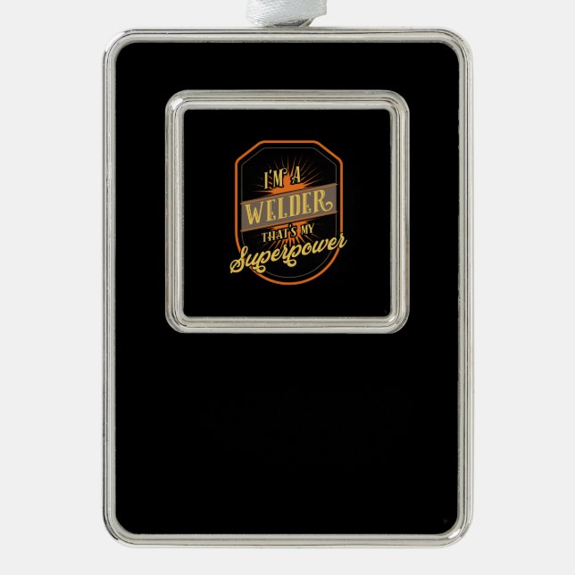 Welder Welding Silver Plated Framed Ornament (Front)