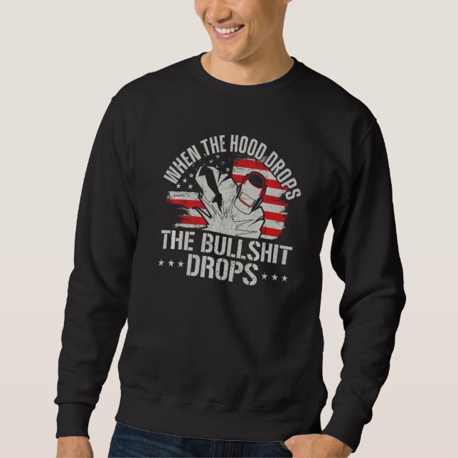 Welder Welding Vintage American Flag Patriotic Whe Sweatshirt (Front)