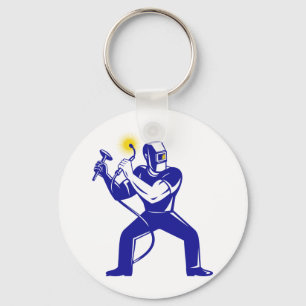 welder welding  worker cartoon key ring