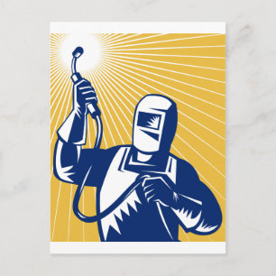 welder welding worker postcard