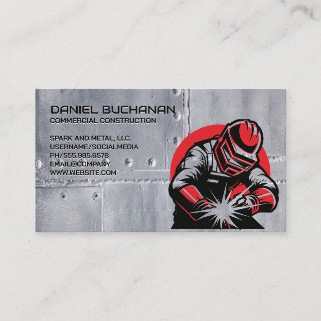 Welder Worker on Metal | Trades Business Card (Front)
