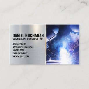 Welder Worker   Sparks   Steel Metallic Business Card