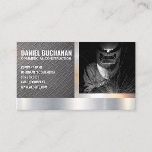 Welder Worker   Sparks   Steel Metallic Business Card