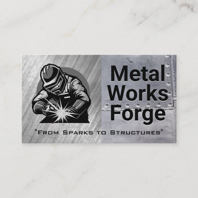 Welder Working | Blue Collar Work Business Card (Front)