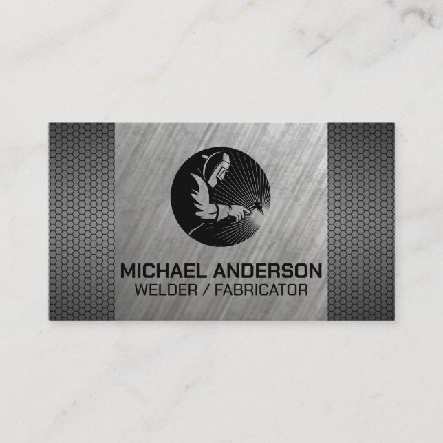 Welder Working on Metal Business Card (Front)