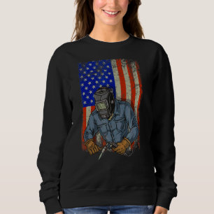 Welding American Flag Welder Fathers Day On Back 1 Sweatshirt