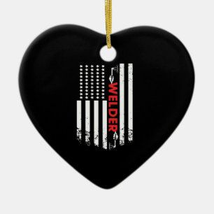 Welding - American Welder Flag Ceramic Ornament
