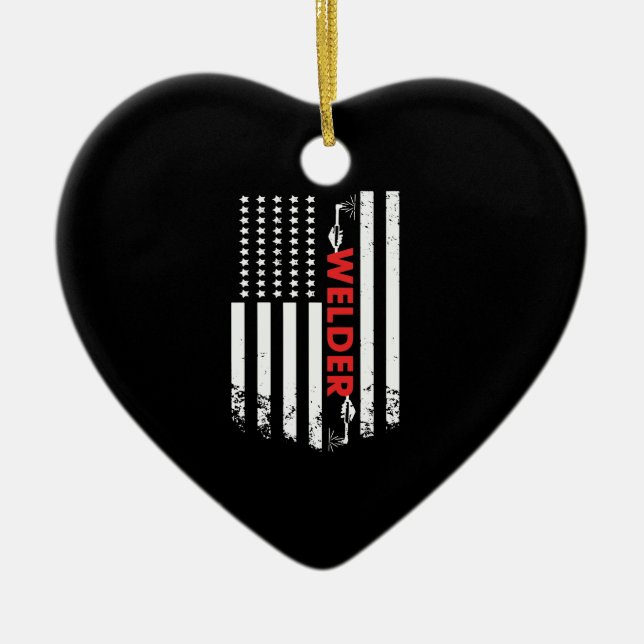 Welding - American Welder Flag Ceramic Ornament (Front)