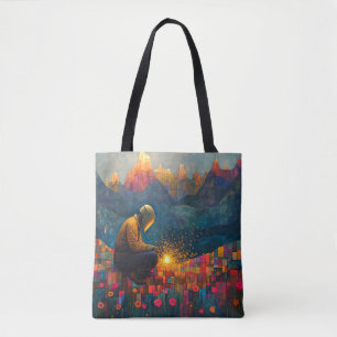 Welding Art - Mountain Landscape with Sparks Tote Bag