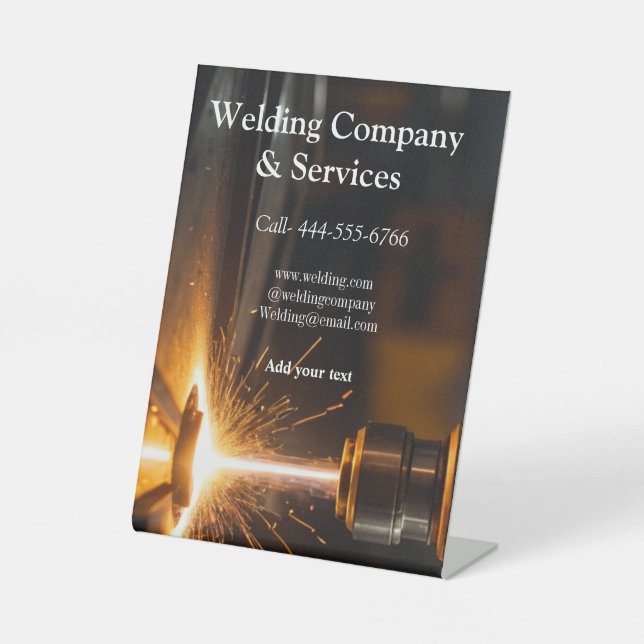 Welding contract construction add name contact no pedestal sign (Front)