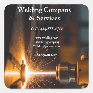 Welding contract construction add name contact no square sticker