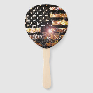Welding Flag Sparks and Flames Hand Fan