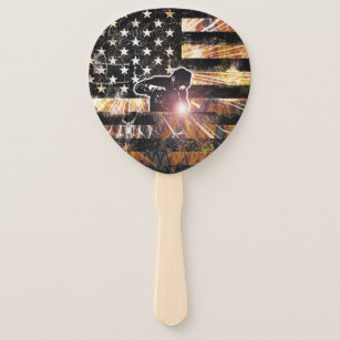 Welding Flag Sparks and Flames Hand Fan
