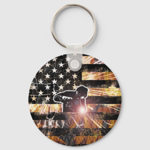 Welding Flag Sparks and Flames Key Ring
