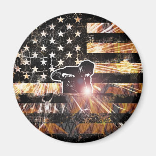 Welding Flag Sparks and Flames Magnet
