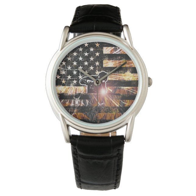 Welding Flag Sparks and Flames Watch (Front)