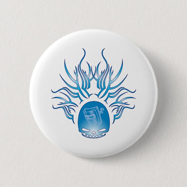 Welding Skull 6 Cm Round Badge (Front)