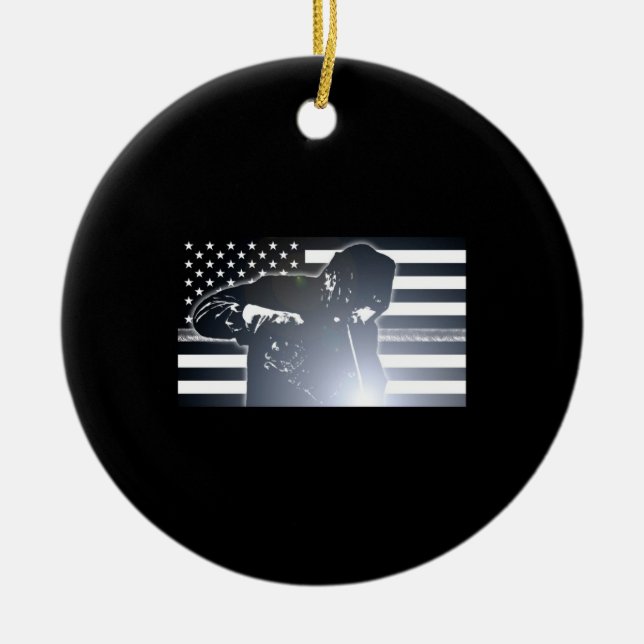 Welding: The Thin Metal Line Flag Ceramic Ornament (Front)
