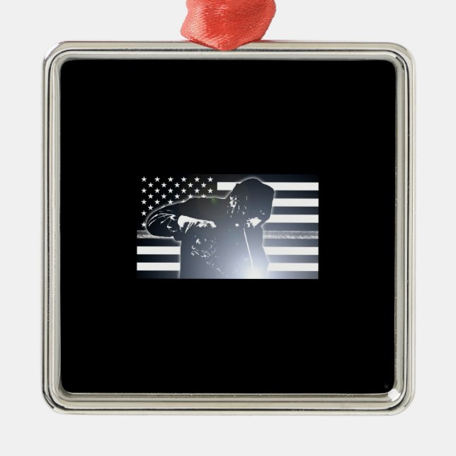 Welding: The Thin Metal Line Flag Ornament (Front)