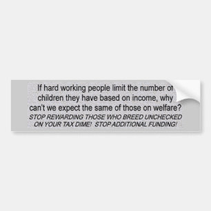 Welfare Funding Bumper Sticker