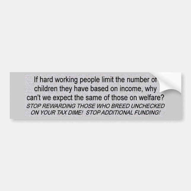 Welfare Funding Bumper Sticker (Front)