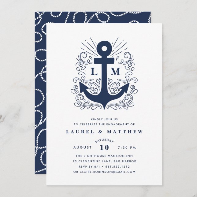 Well Anchored | Engagement Party Invitation (Front/Back)