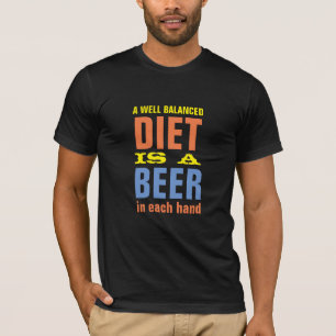 Well Balanced Diet Beer In Each Hand LOL Funny Tee
